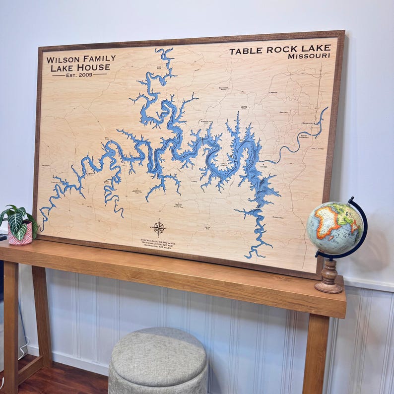 Any Lake customized wood Map Gift personalized gift, Lake house decor, 3D Custom Lake art, lake gift, wood lake map, Any location