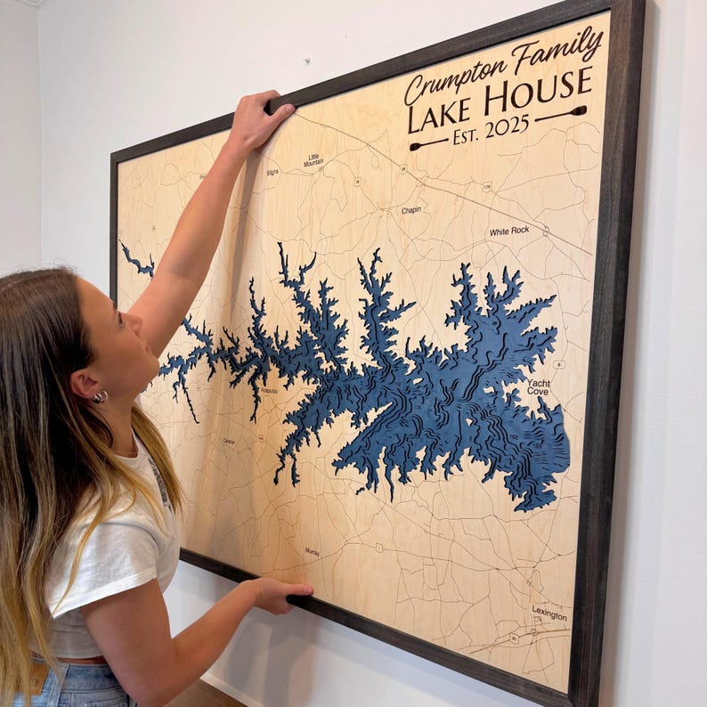 Any Lake customized wood Map Gift personalized gift, Lake house decor, 3D Custom Lake art, lake gift, wood lake map, Any location