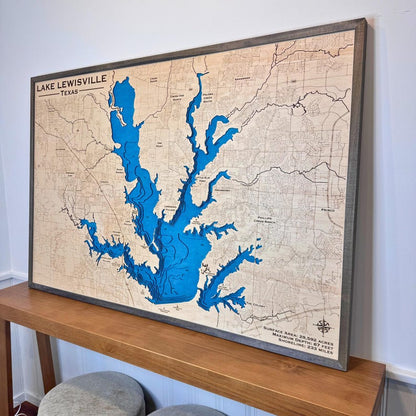 Any Lake customized wood Map Gift personalized gift, Lake house decor, 3D Custom Lake art, lake gift, wood lake map, Any location