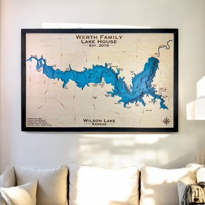 Any Lake customized wood Map Gift personalized gift, Lake house decor, 3D Custom Lake art, lake gift, wood lake map, Any location